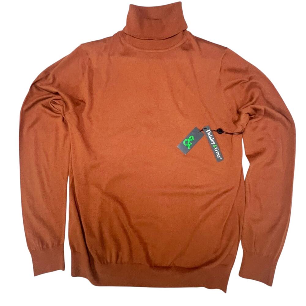 NWT Paisley & Gray Men's XL Slim Fit Fine-Gauge Turtleneck Sweater Pumpkin Spice